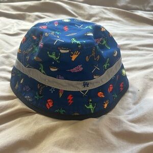 New Era Kids Blue Bucket Hat with Colorful Graphics